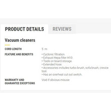 Load image into Gallery viewer, HOOVER TURBO AIR UPRIGHT VACCUM (1200W)
